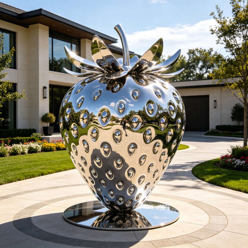 contemporary strawberry sculpture for modern yard