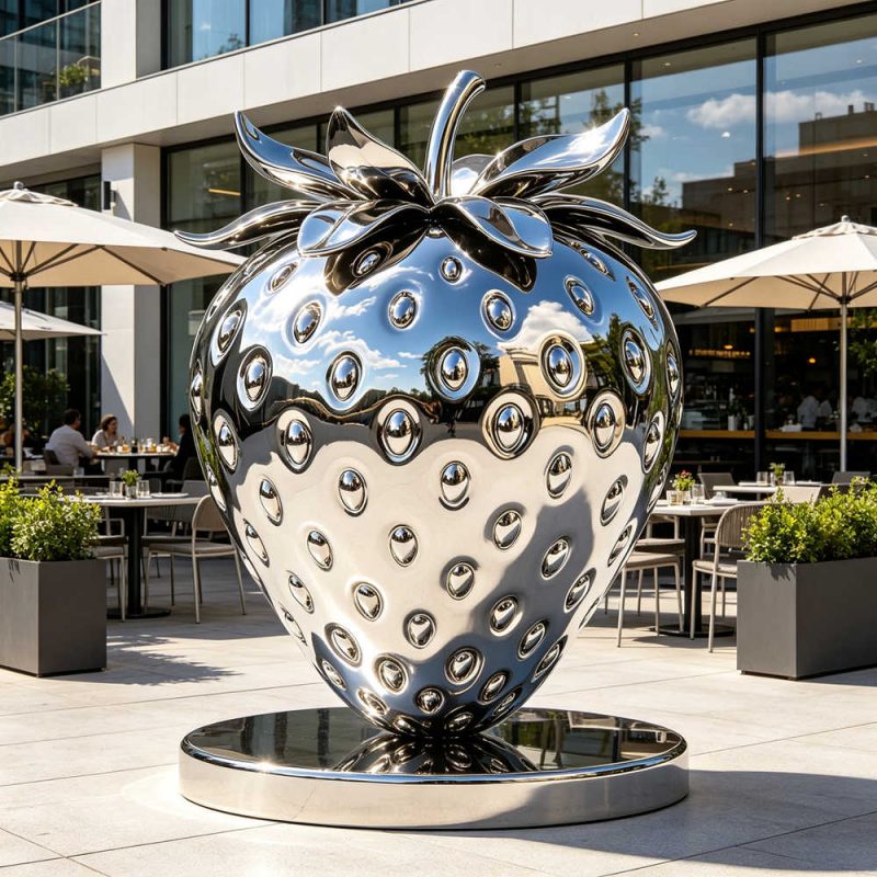 contemporary strawberry sculpture for outdoor decoration