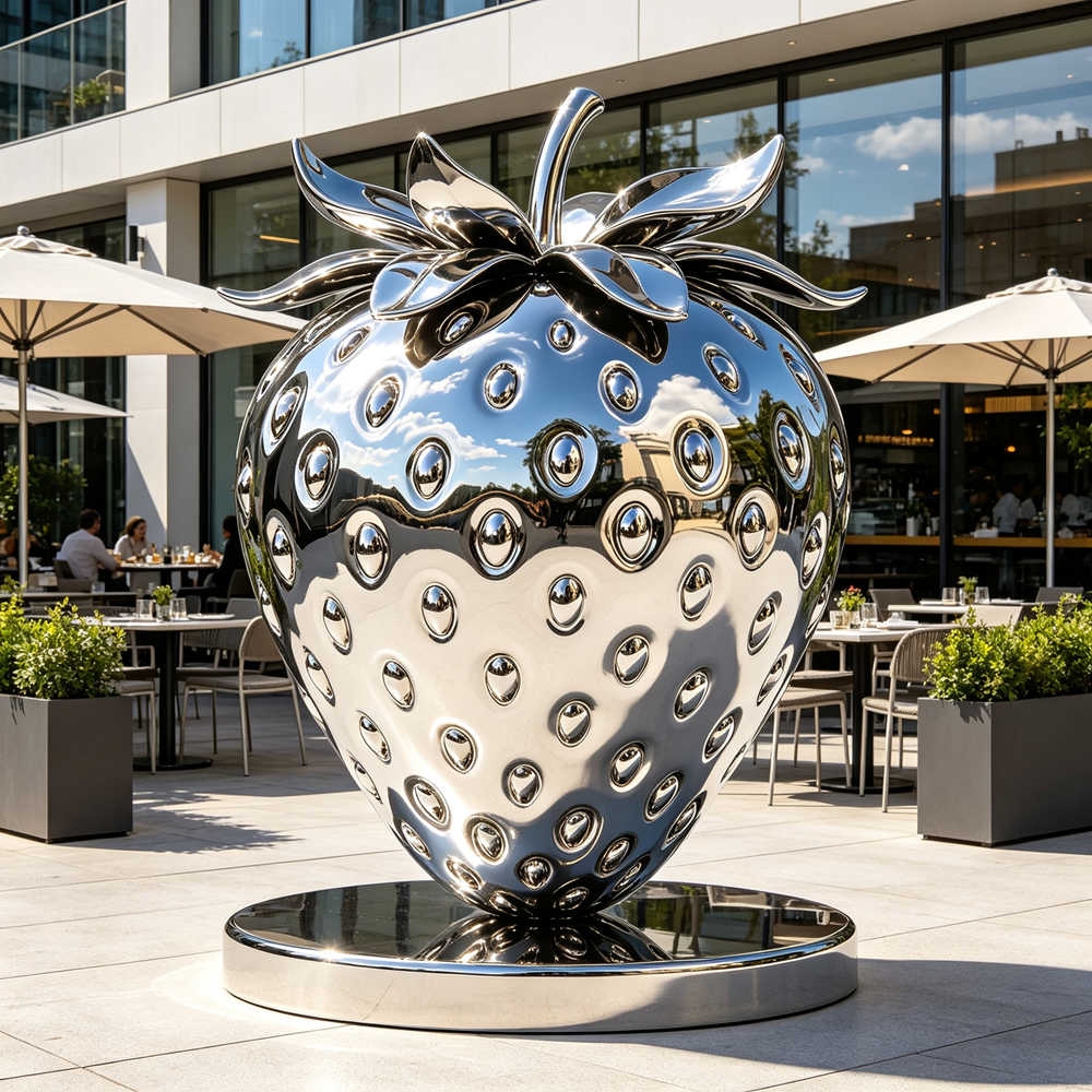 Modern Stainless Steel Strawberry Sculpture SSP-046