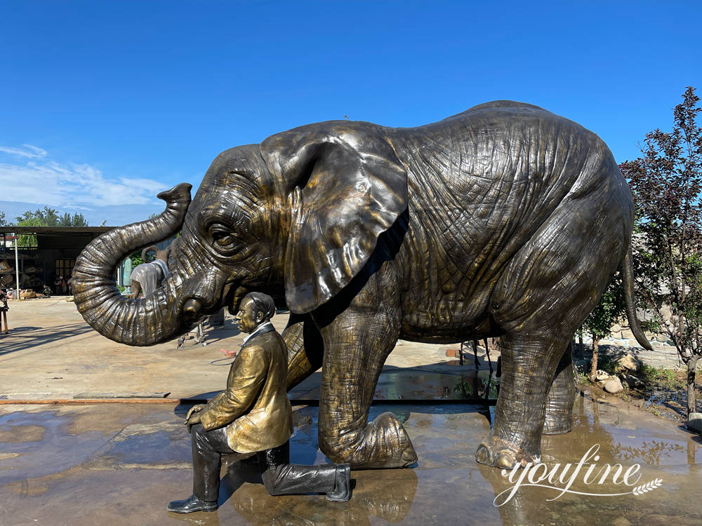 Finished custom bronze elephant statue made for the New Zealand client