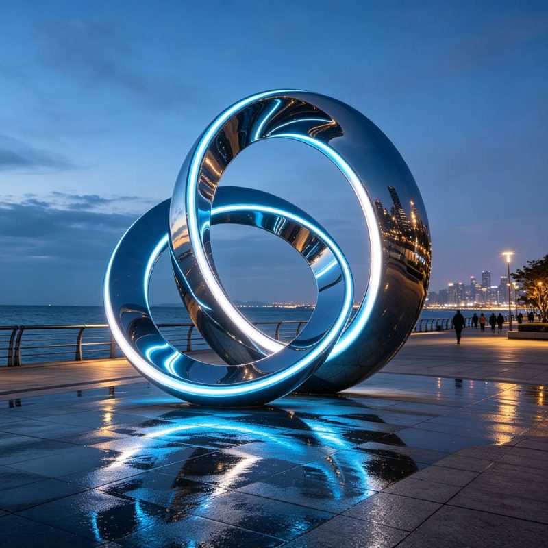 mirror polished illuminated sculpture