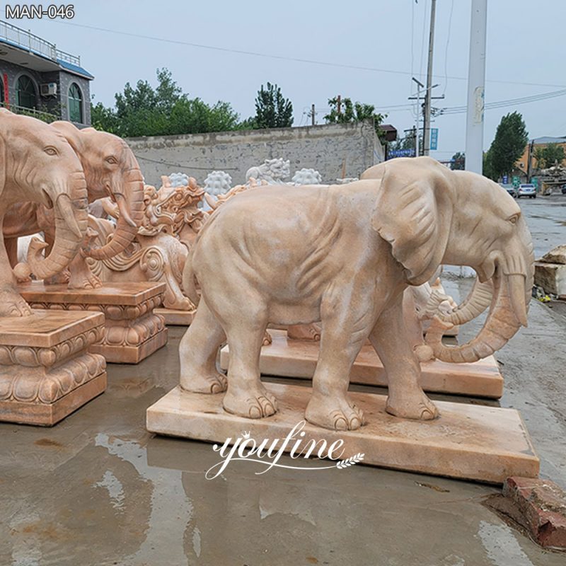 Gran estatua de elefante de mármol rosa