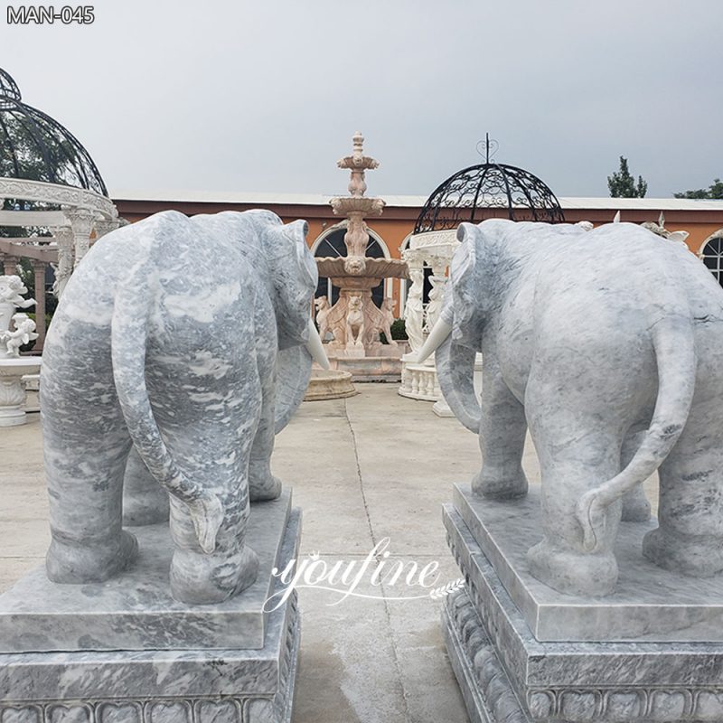 Detalles de la estatua de elefante de mármol