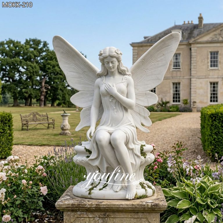 Marble Garden Sitting Fairy Sculpture MOKK-210