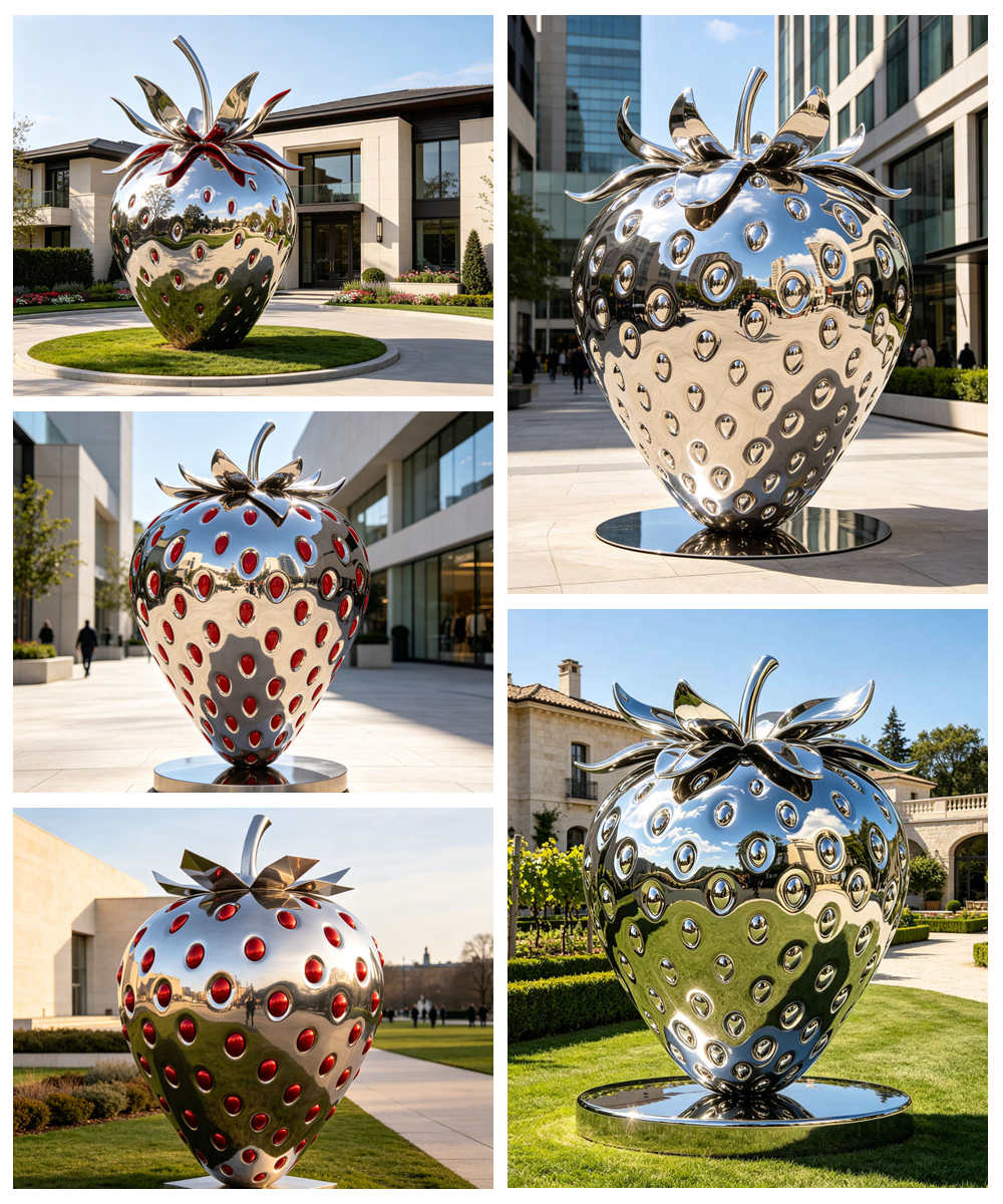 stainless steel strawberry sculpture application