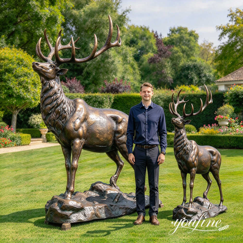 Diferentes stag Tamaños de escultura para un encargo personalizado de bronce