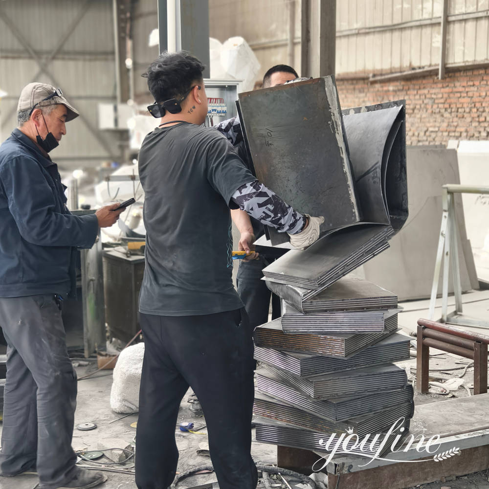 corten steel book sculpture before wreathering treatment (1)