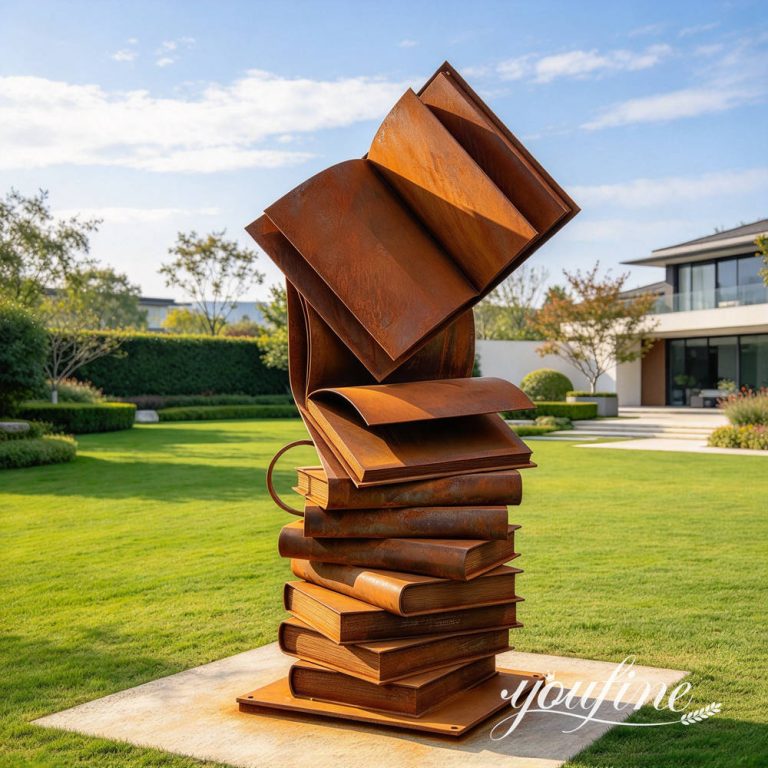 Outdoor Corten Steel Book Sculpture