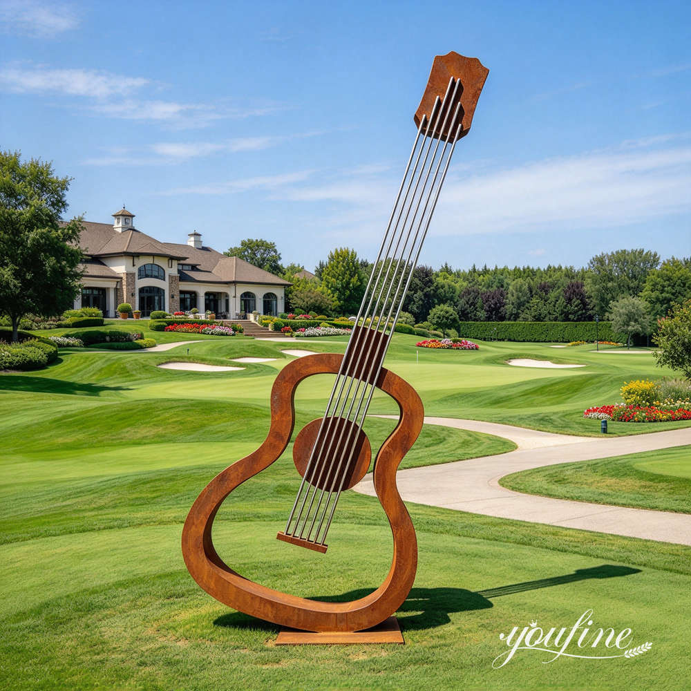 corten steel corten steel guitar sculpture for outdoor decoration (2)