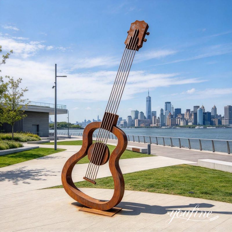corten steel guitar sculpture (2)