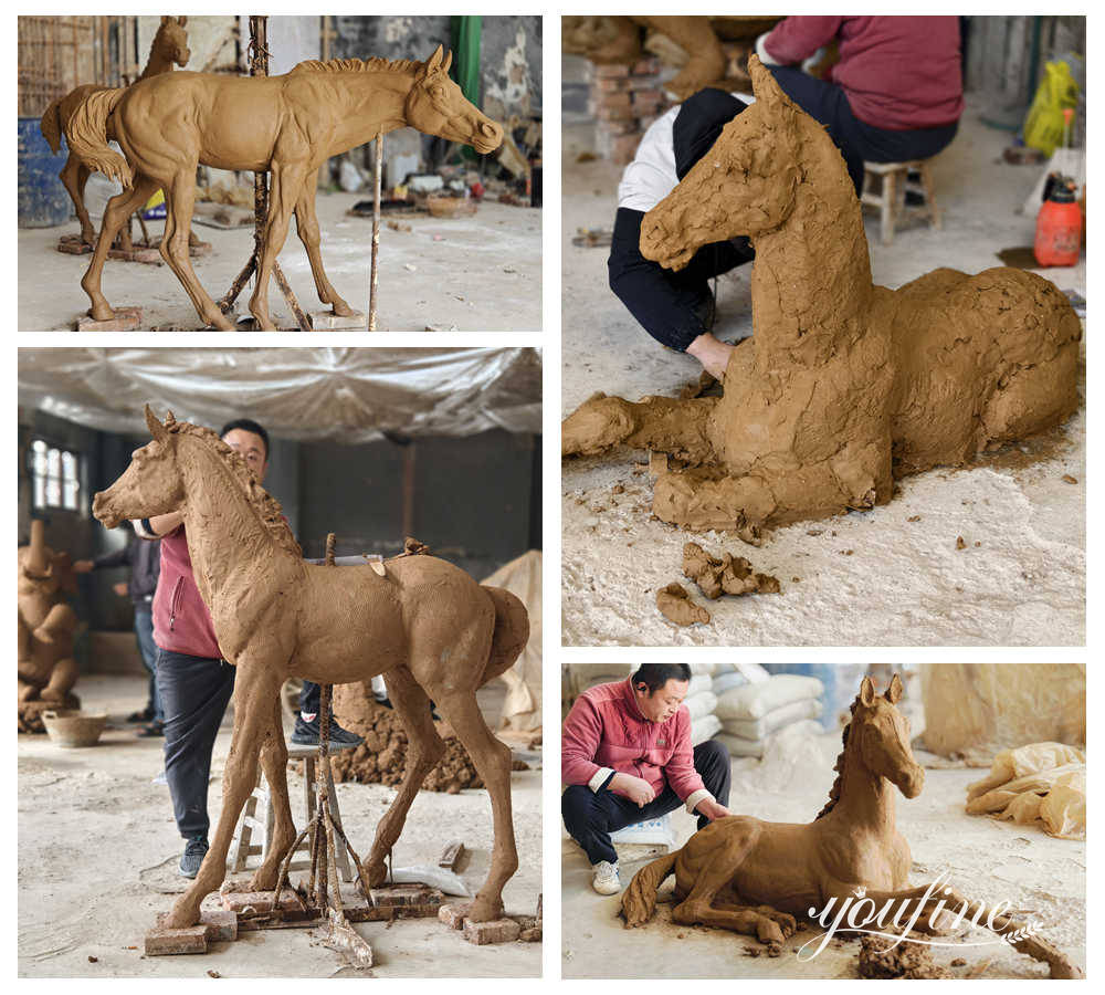 gedetailleerd paardensculptuurmodel van klei, gemaakt door YouFine kunstenaar
