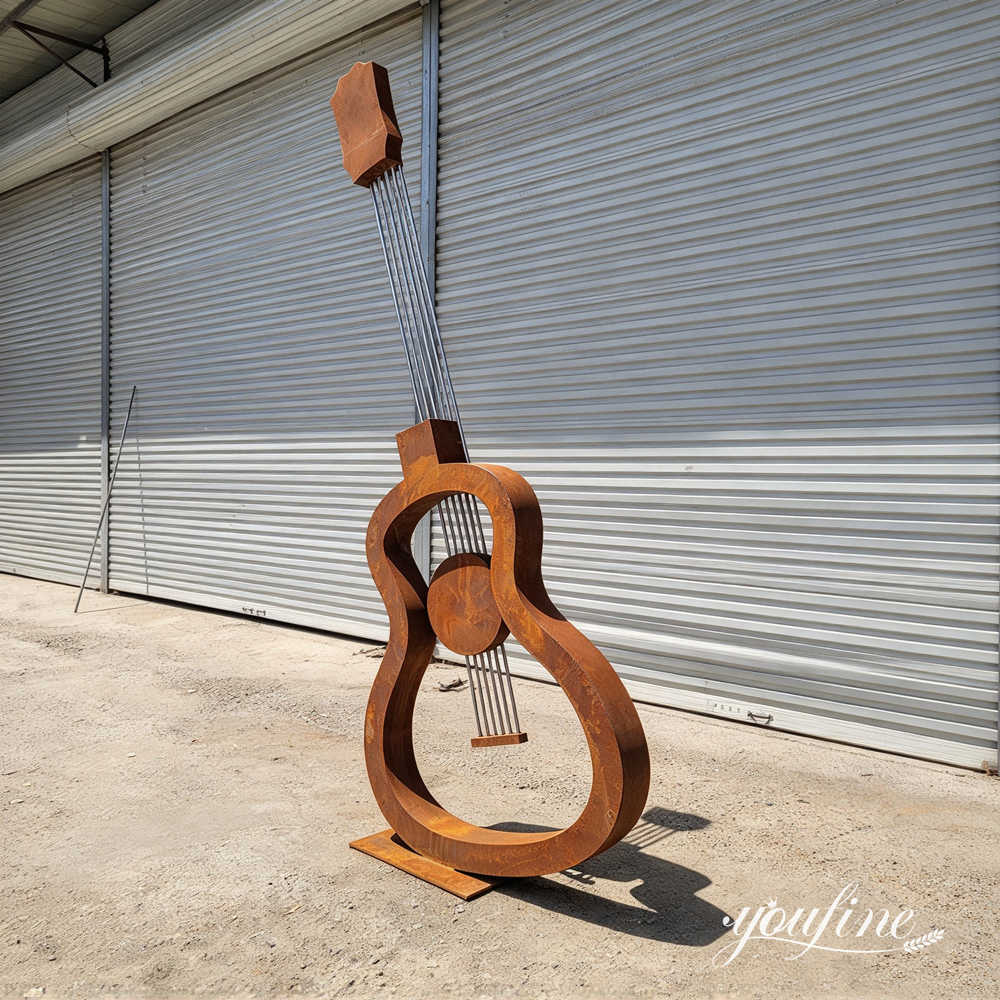 finished corten steel guitar sculpture at YouFine Factory (2)