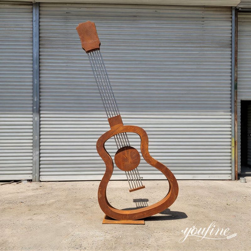 finished corten steel guitar sculpture at YouFine Factory (3)