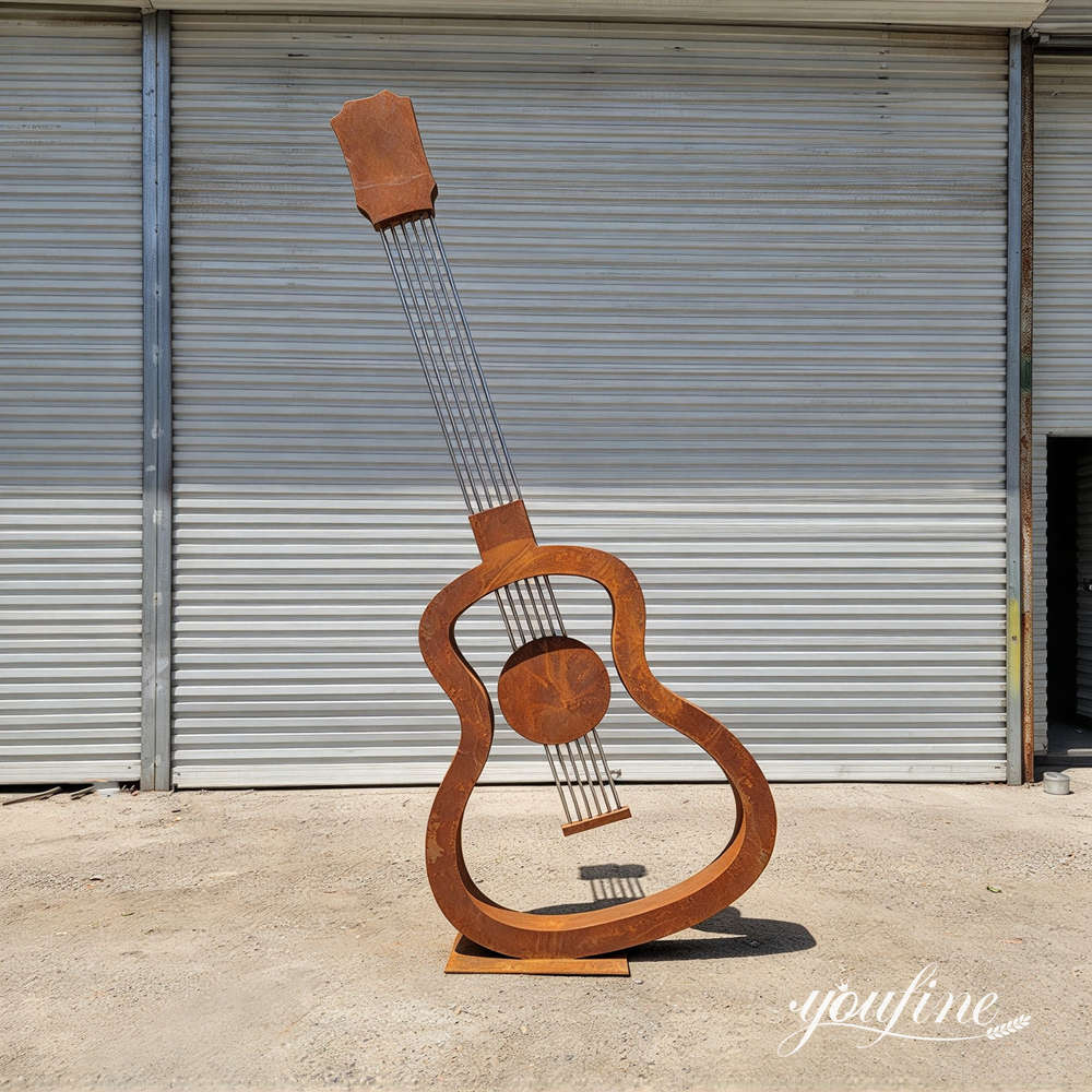 finished corten steel guitar sculpture at YouFine Factory (3)