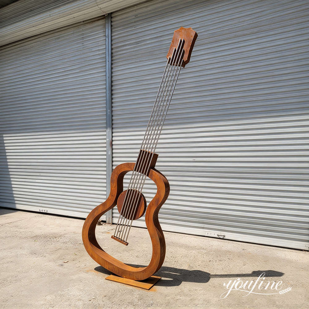 finished corten steel guitar sculpture at YouFine Factory (4)